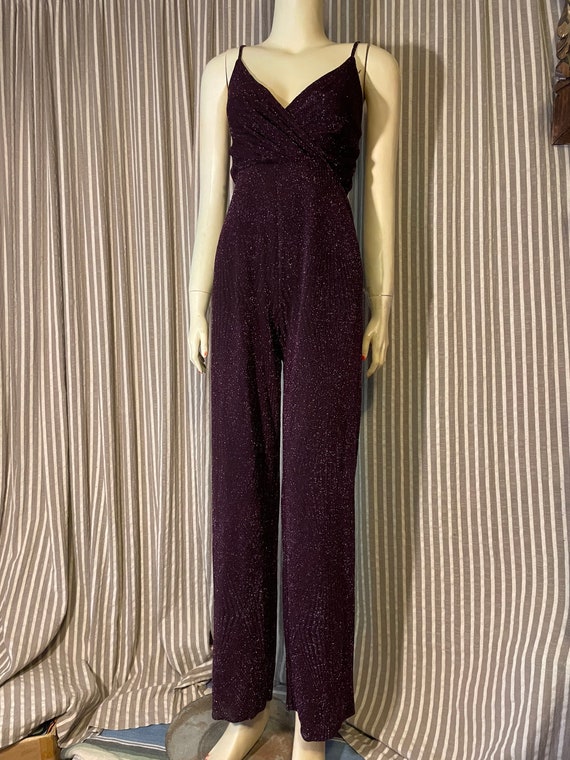 Deep sparkly plum knit jumpsuit