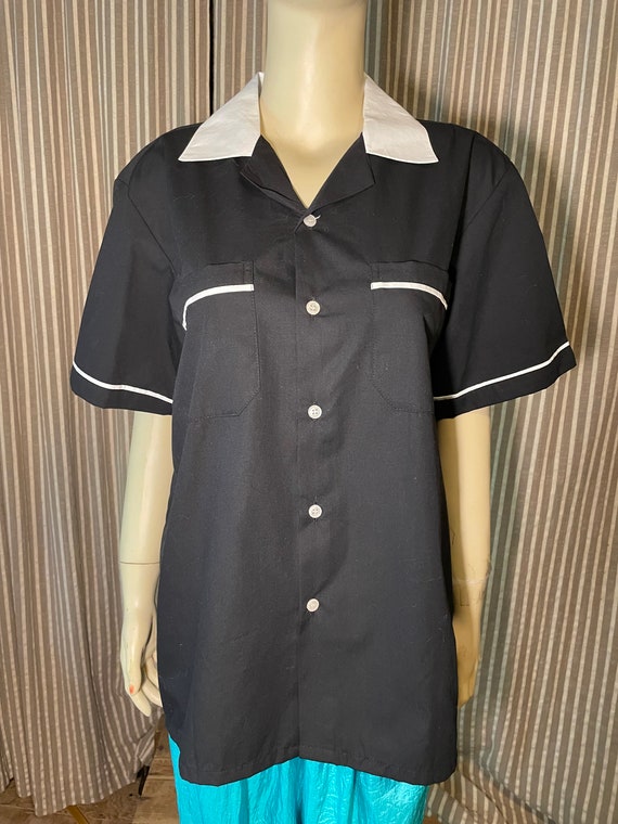 Classic vintage black and white bowling shirt