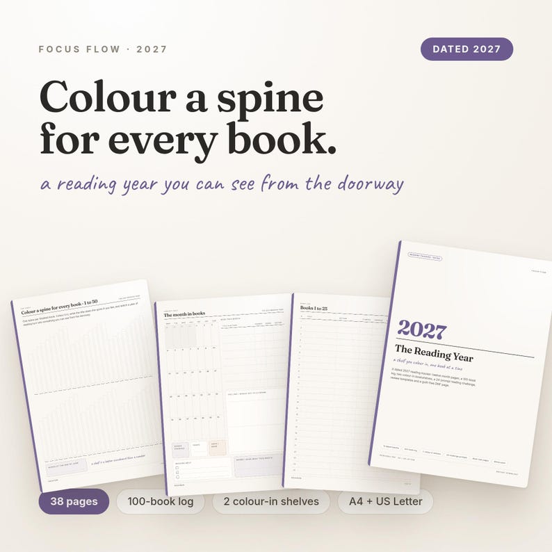 2027 Reading Tracker Printable | Dated Reading Journal, 100 Book Log ...
