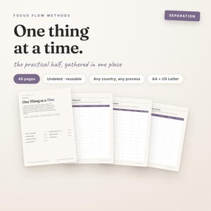 Può includere: Un set di pianificatori digitali intitolato Focus Flow Methods One thing at a time, the practical half, gathered in one place. Include 48 pagine non datate e riutilizzabili per qualsiasi paese o processo, nei formati A4 e US Letter.