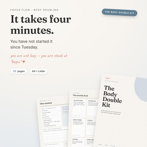 Printbare werkbladen voor ADHD-lichaamsverdubbeling, taakinitiatiewerkbladen, planner voor executieve functies (digitale download)