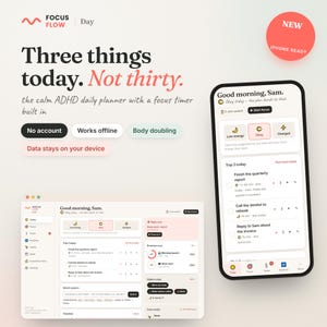ADHS-Planer-App | Tagesplaner, Fokus-Timer, Körperverdopplung, Aufgabenstrukturierung, Routinen, Gewohnheitstracker | Visueller Timer bei Zeitblindheit, Offline
