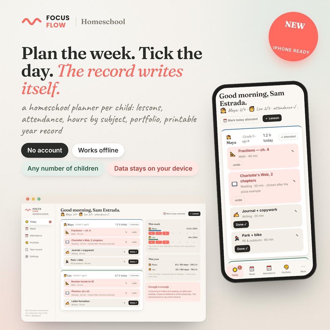 Homeschool Planner App | Weekly Lesson Plan per Child, Attendance ...