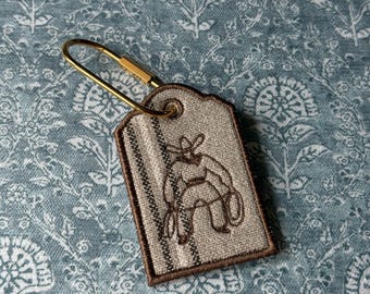 Cowgirl Cowboy Bag Tag | Western Luggage Tag | Gold or Silver Clasp