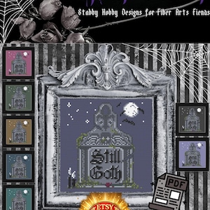 Still Goth Cross Stitch Pattern PDF, Gothic Halloween Embroidery, Witchy Lantern Needlework Chart