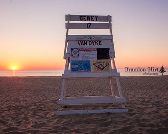 Dewey Beach Sunrise Delaware Summer Lifeguard chair seascape Photography