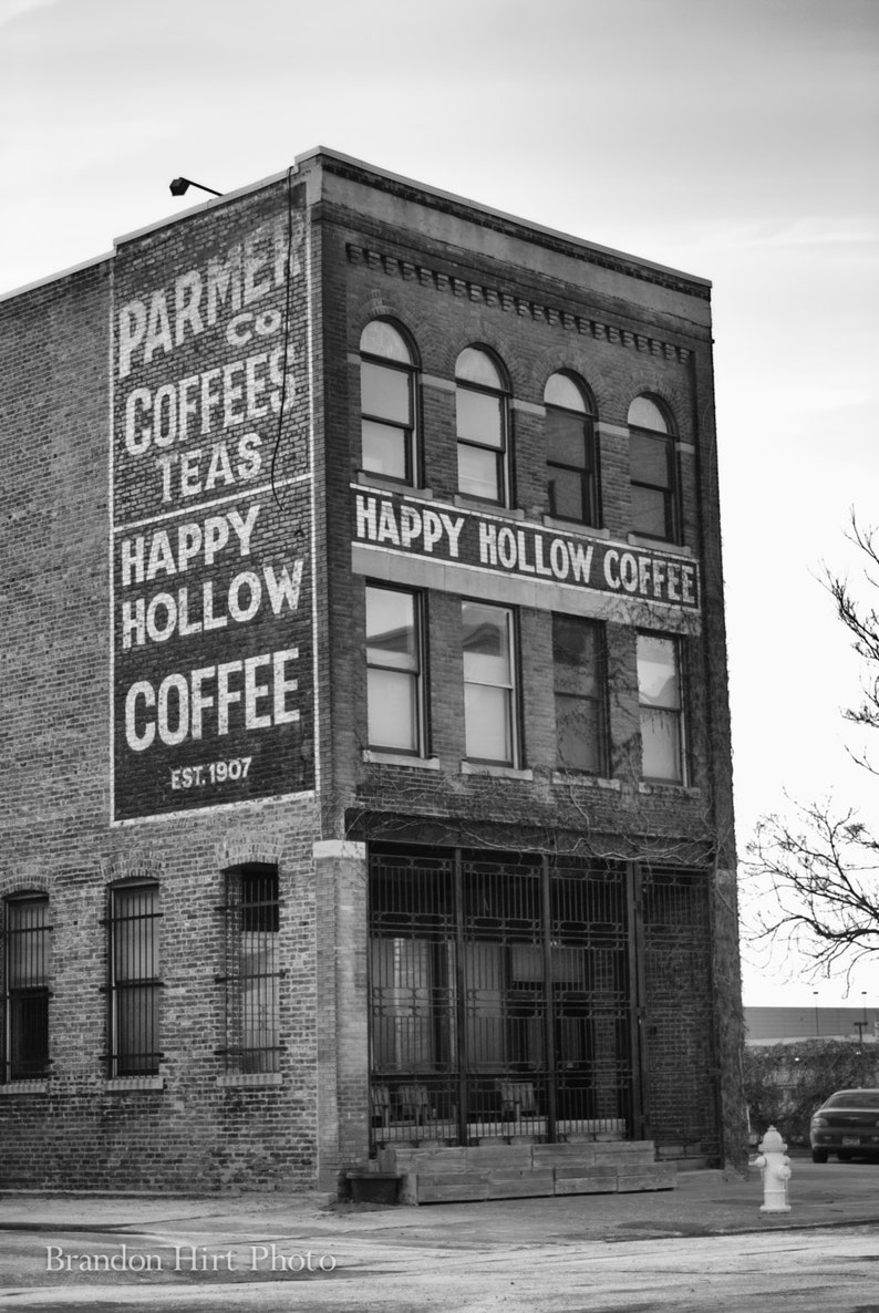 Happy Hollow Coffee Building in Downtown Omaha Nebraska Black Etsy