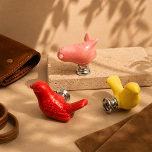 Poignées de meubles colorées à motifs d'oiseaux pour armoires de chambre d'enfant, commodes et penderies