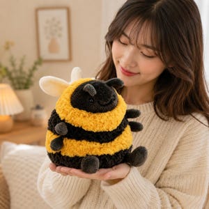 Söt humla plyschleksak, mjukt bi-gosedjur, kawaii bi-plysch, mysig barnkammardekor, krambar present till barn, present till naturälskare