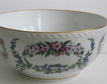 FLOWERS Of COPENHAGEN BOWL/Hand Painted Centerpiece Bowl/Rero Home Decor/Franklin Mint Issued Flower Bowl/Denmark Porcelain/1982 Centerpiece