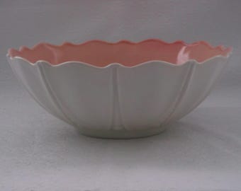 Vintage Anchor Hocking OYSTER & PEARL CONSOLE Bowl/Dusty Rose /Depression Glass/Two Tone Glass Fruit Bowl/Berry Bowl/Retro Homeware