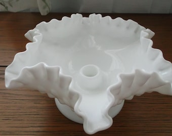 FENTON HOBNAIL MILK Glass Candle Holder/Fenton Tableware/Milk Glass Candlestick Holder/Milk Glass Tableware/Tapered Candle Holder/Milk Glass