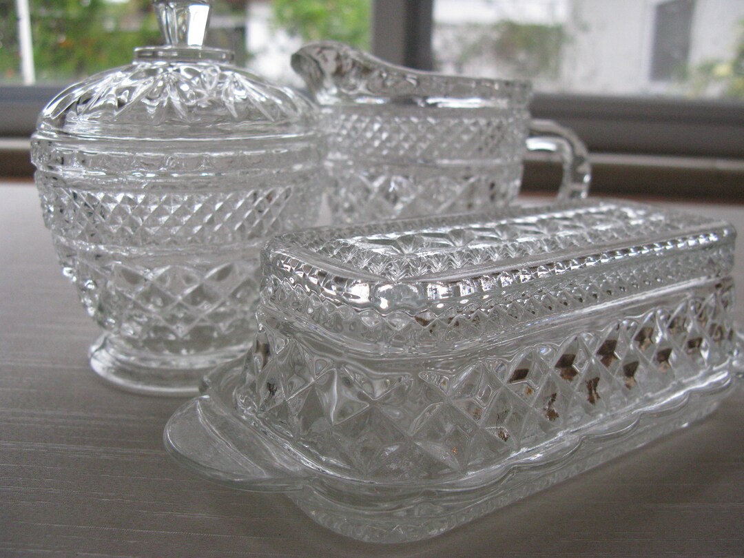 ANCHOR HOCKING HOSTESS Set/wexford Pattern Glass Hostess Etsy