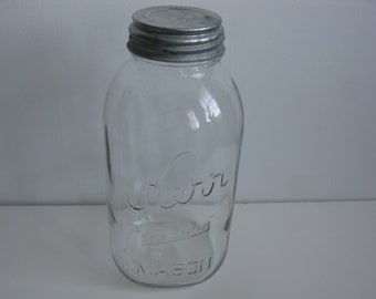 Vtg KERR MASON JARS w Zinc Lids/Farm House Jars/Canning Jars/Kerr Canning Jars/Self Sealing Mason Jars/Kitchenware Jars/Glass Container