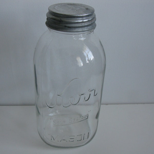 Vtg KERR MASON JARS w Zinc Lids/Farm House Jars/Canning Jars/Kerr Canning Jars/Self Sealing Mason Jars/Kitchenware Jars/Glass Container