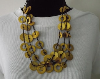 MULTI STRAND Colorful Wood Beaded Necklace – Casual Statement Jewelry