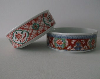 Vintage JAPANESE IMARI BOWLS/Multi Colored Porcelain Bowls/Oriental Dishes/Japanese Dishes/Soup Bowls/Vegetable Bowls/Oriental Bowls/Dishes