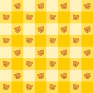 Yellow Gingham Teddy Bear Seamless Pattern | Digital Paper | 300 DPI PNG | Nursery Print | Baby Shower Design | Fabric Pattern