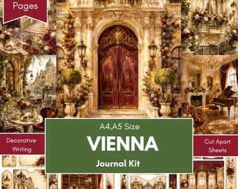Wiener Junk-Journal-Set | Vintage-Architektur und Café-Ephemera aus Europa | 37 Seiten | A4, A5, PDF