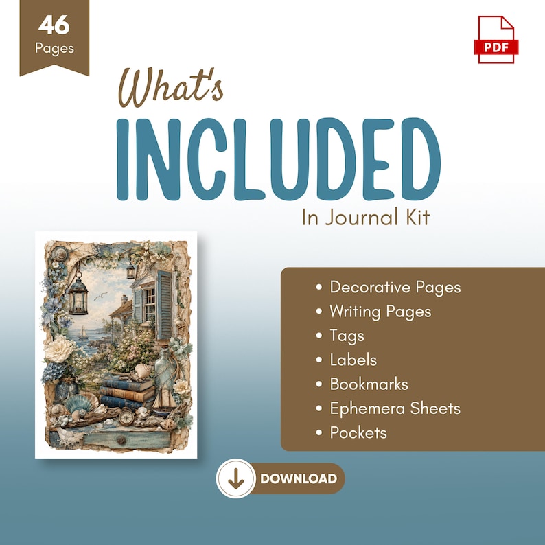 Sea Junk Journal Kit | 46 Printable Pages | Coastal Nautical Journal ...