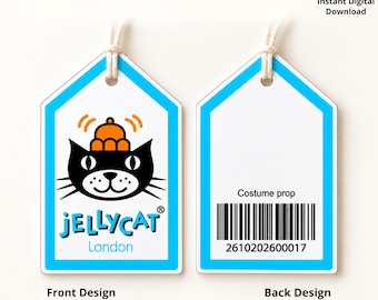 Etiqueta para disfraz de peluche Jellycat, accesorio imprimible para disfraz de Halloween, descarga digital