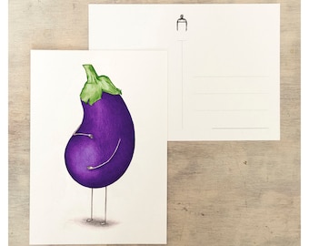 Pregnant eggplant postcard