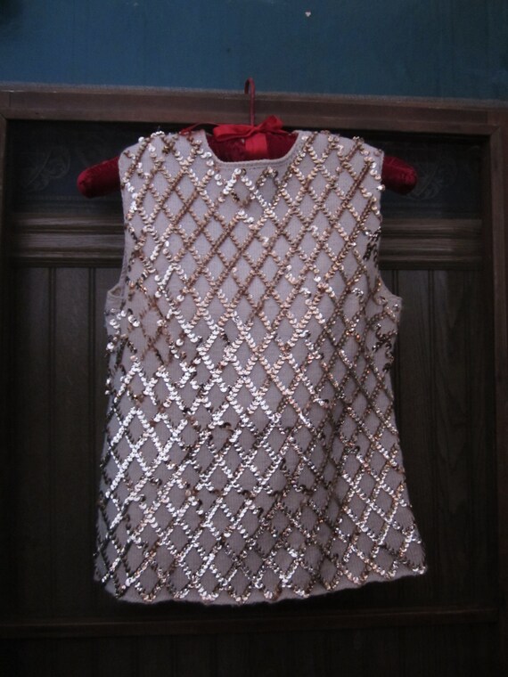 free shipping, VINTAGE SEQUIN BLOUSE, 1960's sequi