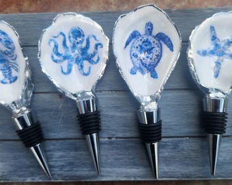 Tapones para botellas de vino con temática oceánica