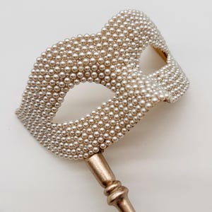Pearls Of Versailles Ivory & Gold (Handled) Masquerade Mask