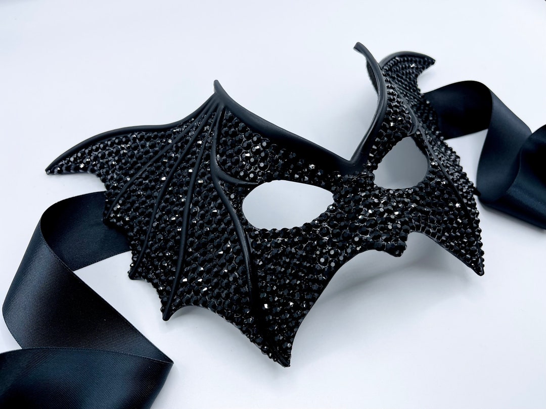 Black Bat Wings Rhinestone Masquerade Mask - Etsy