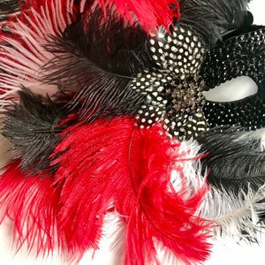 Fuego Y Sombra Ostrich Feather & Crystals Masquerade Mask