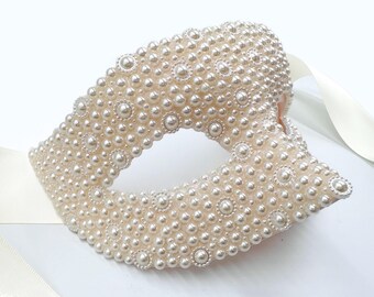 Perlen Ausstrahlung Elfenbein Cabochon Perlen Masquerade Maske