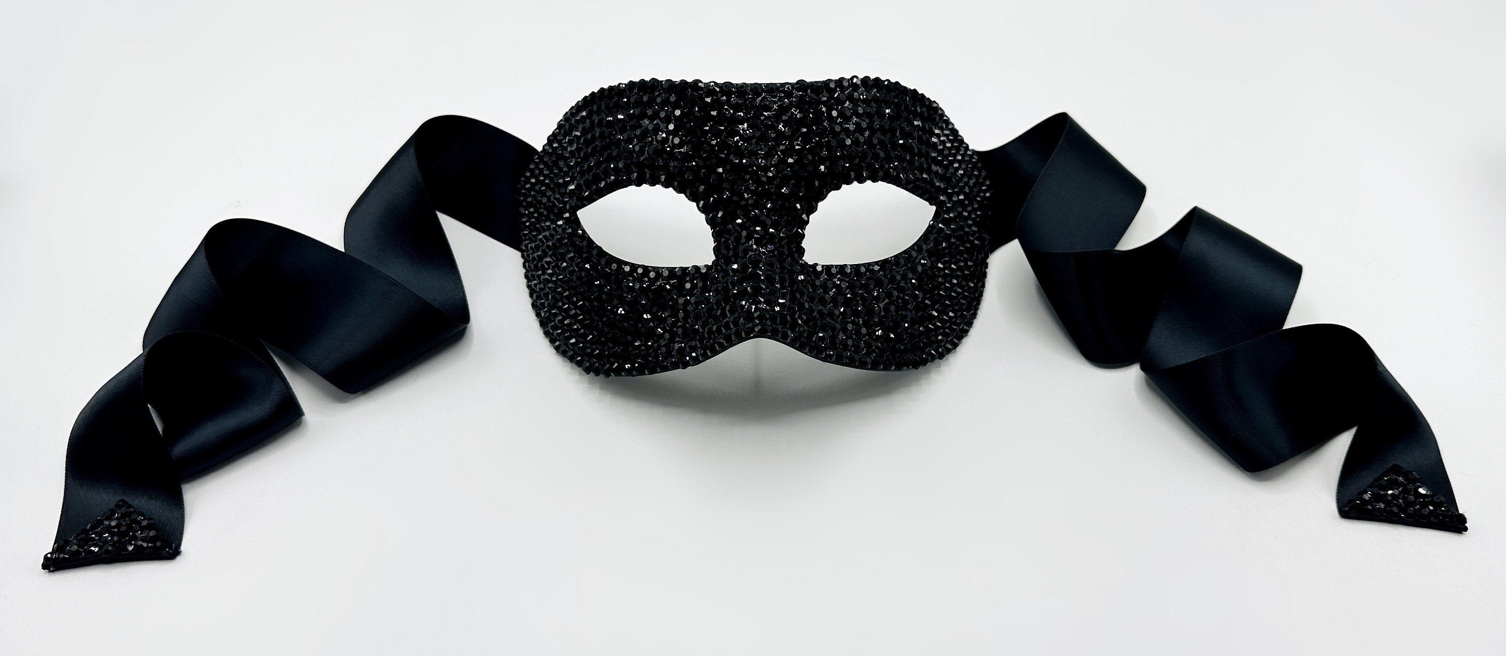 Onyx Opus Venetian Style Men's Black Glass Crystal Masquerade Mask