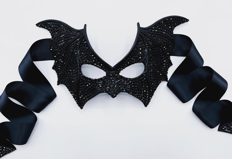 Vampire's Flight Black Crystals Bat Wings Masquerade Mask - Etsy