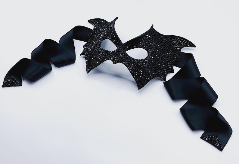 Vampire's Flight Black Crystals Bat Wings Masquerade Mask - Etsy