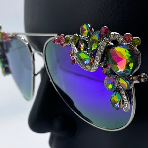 Rhinestone Aviator Sunglasses - Etsy