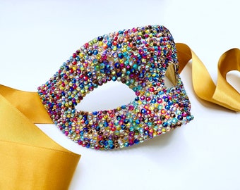 Rainbow Droplets Crystal Masquerade Mask