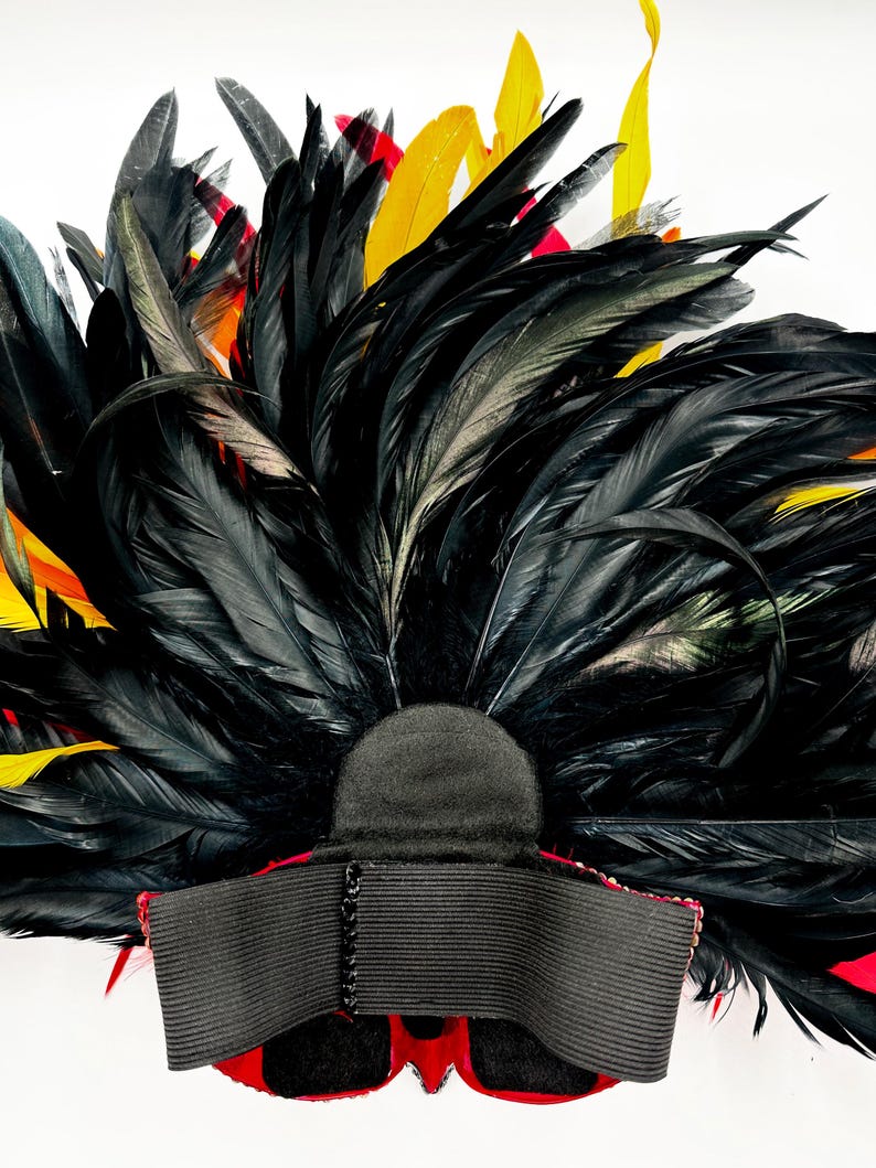 Rise From The Ashes Phoenix Coque Feather & Fire Opal Swarovski Crystals Masquerade Mask image 3
