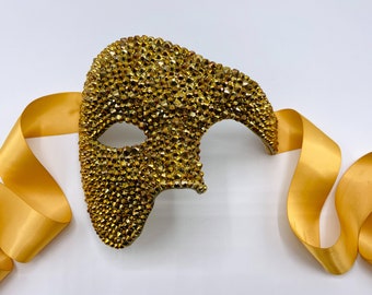 Gold Rush Phantom of the Opera Metallic Crystal Masquerade Mask