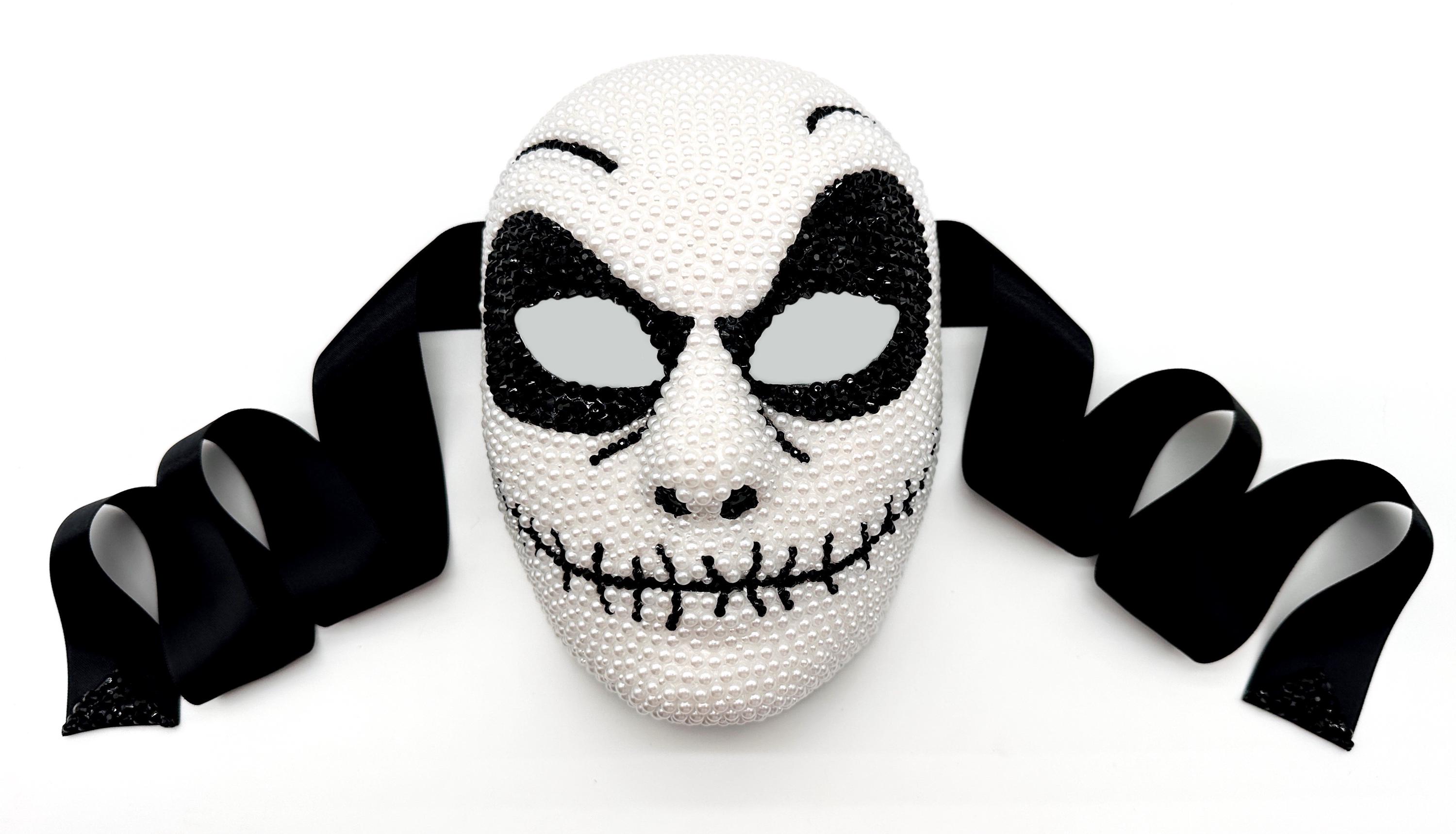 Stitched Grin Nightmare Pearl & Swarovski Crystal Volto Masquerade