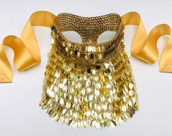Gold Belly Dancer Veiled Swarovski Crystal Masquerade Mask