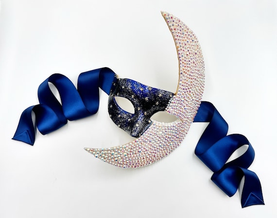 Starcatcher Crescent Moon Swarovski Crystal Masquerade Mask