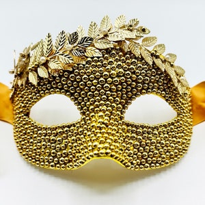 Golden Greek Pearls Masquerade Mask