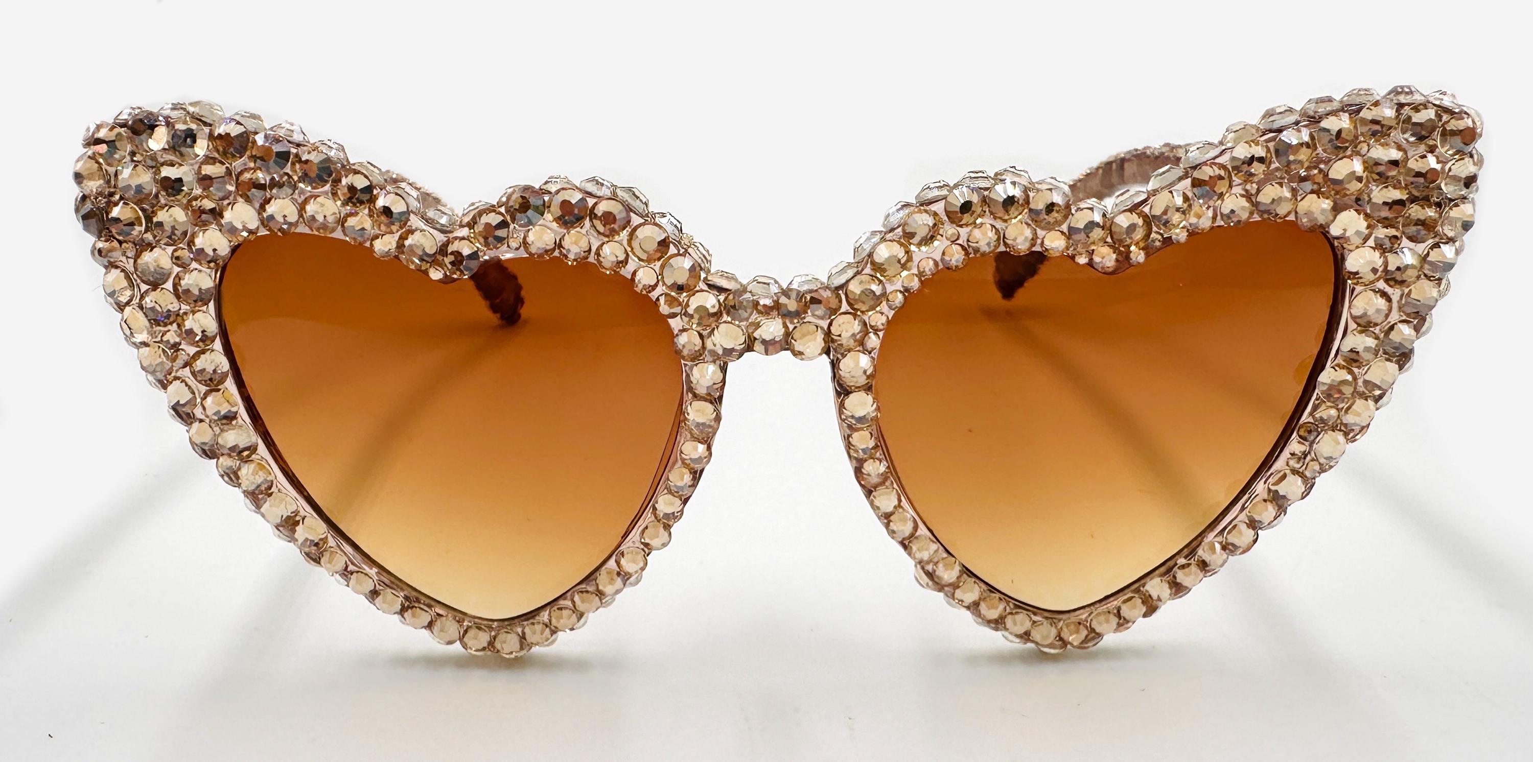 Golden Hour Swarovski Crystal Heart Shaped Sunglasses - Etsy  display picture 2