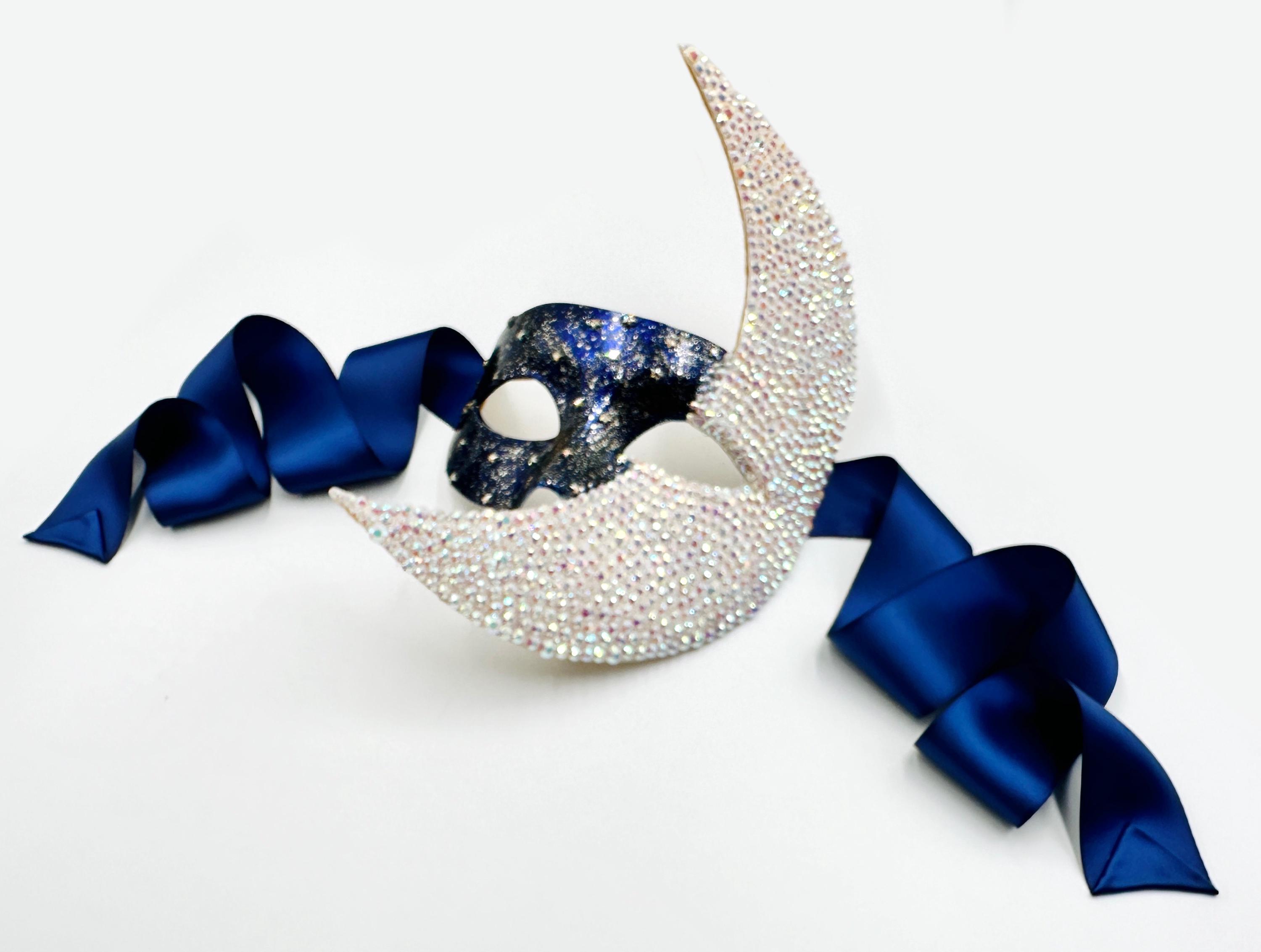 Starcatcher Crescent Moon Swarovski Crystal Masquerade Mask