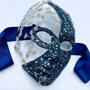 Half Moon Sky Starry Night Swarovski Rhinestone Masquerade Mask