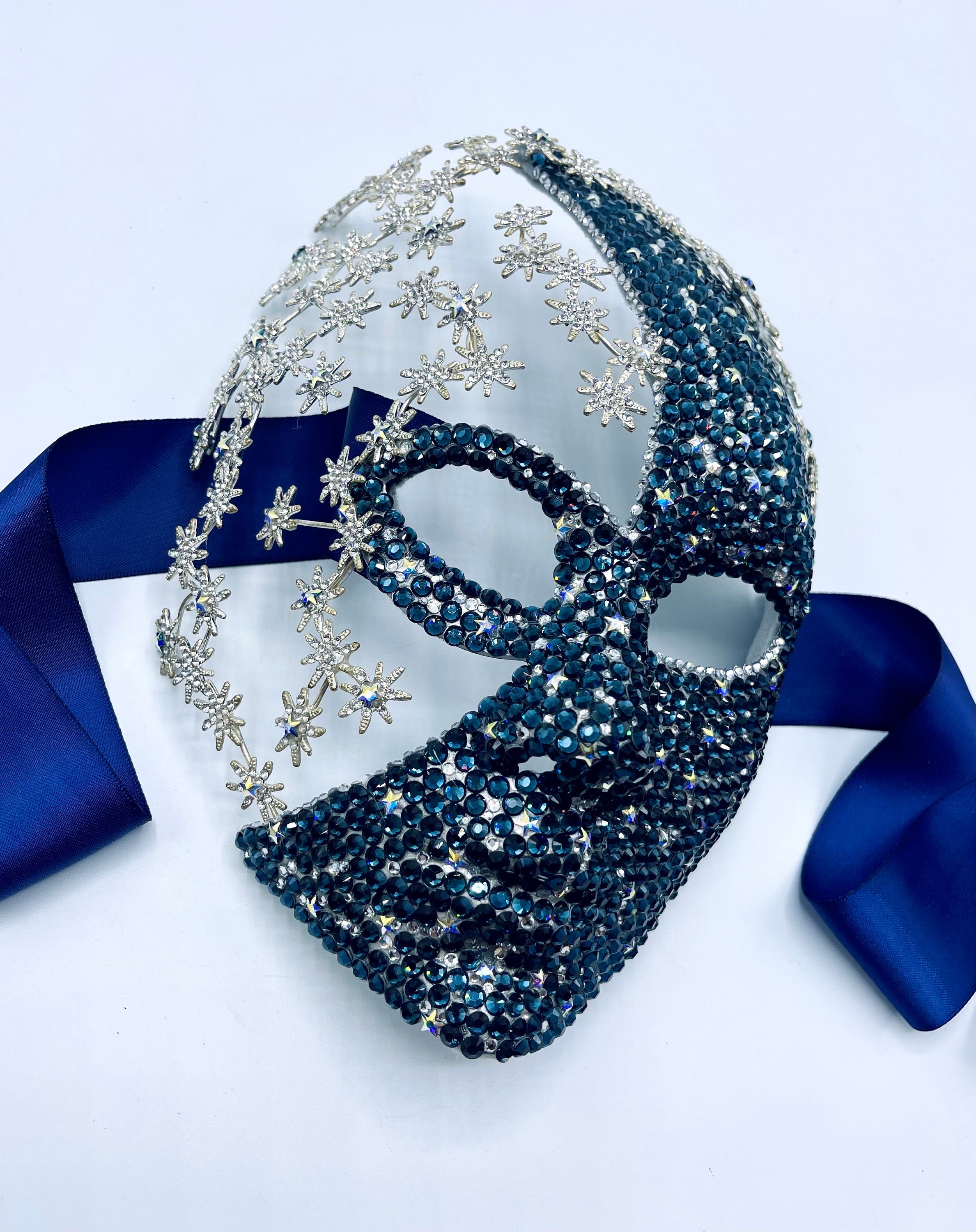 Half Moon Sky Starry Night Swarovski Rhinestone Masquerade Half Moon Sky Starry Night Swarovski Rhinestone Masquerade