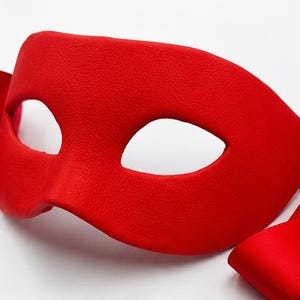 The Bad Boy Red Faux Leather Men's Venetian Masquerade Mask
