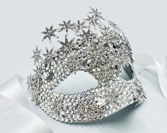 Twinkle Twinkle Little Stars Clear Swarovski Rhinestone Encrusted Masquerade Mask
