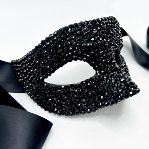 Maschera di Carnevale in Cristallo Nero Jet Nights in Noir